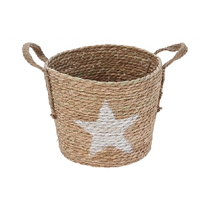 Rope Basket With White Star (30cm)