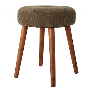 Wooden Stool With Green Seat Cushion (35x45cm)