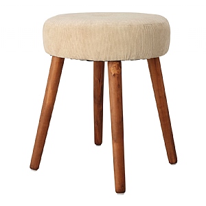 Wooden Stool With White Seat Cushion (35x45cm)