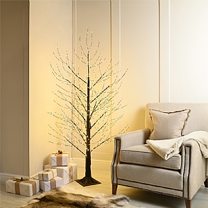 Black Twinkling Warm White Microdot LED Tree (210cm)