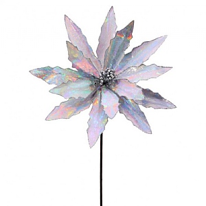 Silver Iridescent Winter Magic with Glitter Poinsettia Stem (61cm)