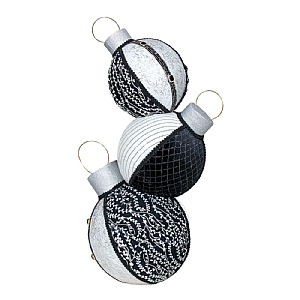 Triple Bauble Table Top Decoration (74cm) - Black & White