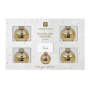 Luxe Gold Glass Disco Ball Place Card Holders (Pack of 6)
