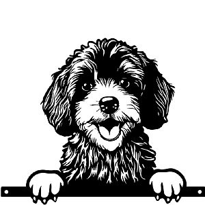 Metal Cockapoo Peeking Silhouette