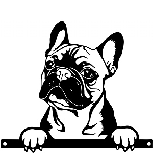 Metal Frenchie Peeking Silhouette