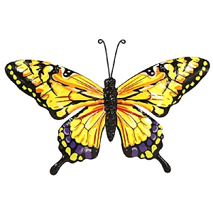Metal Yellow Butterfly Wall Art - Large