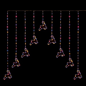 Premier Rainbow LED Reindeer V Curtain
