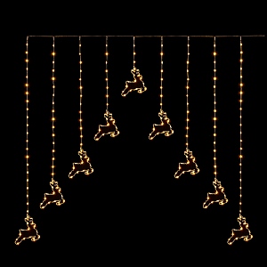 Premier Warm White LED Reindeer V Curtain