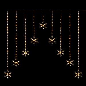 Premier Warm White LED Snowflake V Curtain