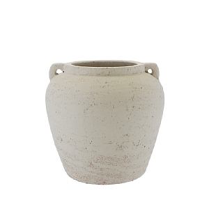 White Terracotta Vase With Handles (30cm)
