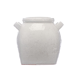 White Terracotta Decorated Pot With Handles (25cm)