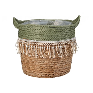 Green Lined Seagrass Basket - Small