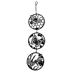 Bee, Bfly & Dfly Silhouette Hanging Trio Spinner