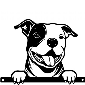 Metal Staffie Peeking Dog Silhouette