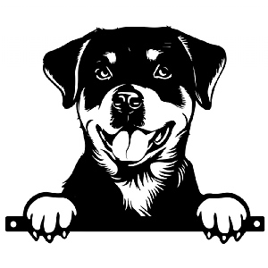 Metal Rottweiler Peeking Dog Slhouette
