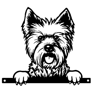 Metal West Highland Terrier Peeking Dog Silhouette