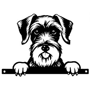 Metal Schnauzer Peeking Dog Silhouette