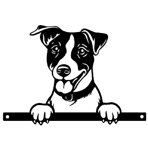 Metal Jack Russell Peeking Dog Silhouette