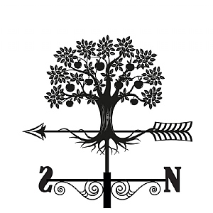 Metal Apple Tree Silhouette Weathervane