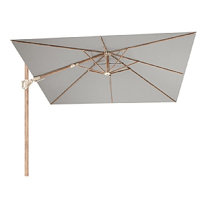 Pacific Challenger Teak T2 3m Square Premium Free Arm Parasol - Manhattan Grey with Ceramic Base