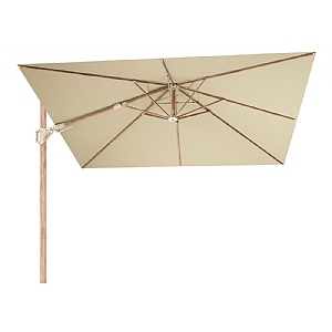Pacific Challenger Teak T2 3m Square Premium Free Arm Parasol - Champagne with Ceramic Base