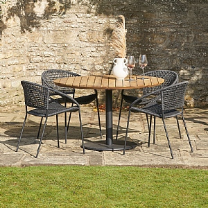 Pacific Dakota Outdoor 4 Seater Round Dining Set - Black