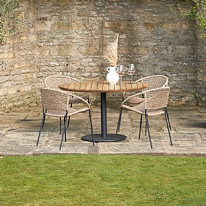 Pacific Dakota Outdoor 4 Seater Round Dining Set - Natural Wheat