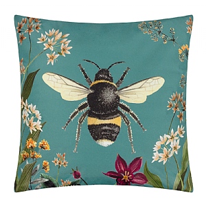 Wylder Midnight Garden Bee Outdoor Cushion Teal (43x43cm)