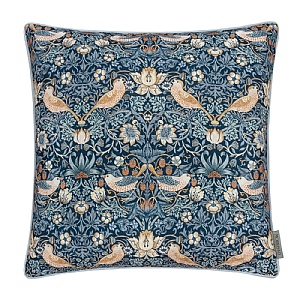 Morris & Co Strawberry Thief Piped Outdoor Cushion Indigo (50x50cm)