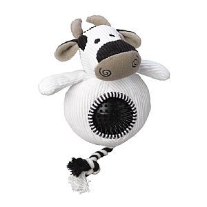 House Of Paws Cow Cord Toy with Spiky Ball