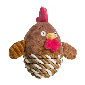 House Of Paws Chicken Rope Ball Dog Toy