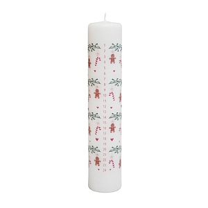 Ivyline Candy Cane Gingerbread Advent Pillar Candle (25cm)