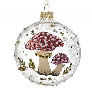 Decoris Mushroom Glass Bauble (8cm)