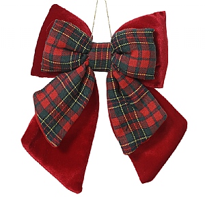 Decoris Red Velvet Bow Decoration (23cm)