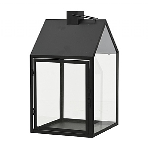 Lantern Powder Finish Iron House (25x25x45cm) - Black