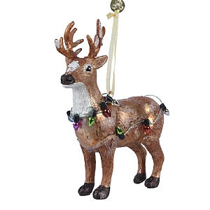 Decoris Brown Glass Deer Hanging Decoration (13cm)