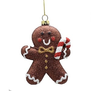 Gingerbread Hanging Glitter Decoration (10cm)