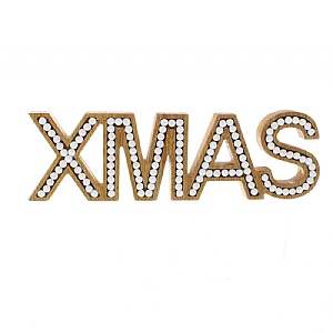 Wooden 'XMAS' Sign - White Dots (31cm)