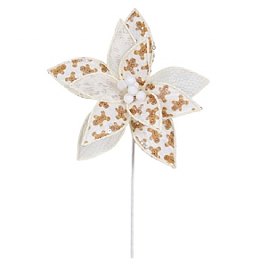 White Gingerbread Poinsettia Stem (40cm)