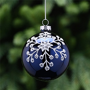 Glass Bauble Snowflake (8cm) - Midnight