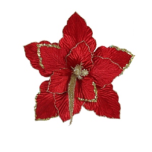 Red & Gold Poinsettia Pick (33cm)