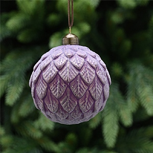 Glass Bauble Leaves (10cm) - Lavender