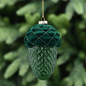 Glass Pinecone (14cm) - Green