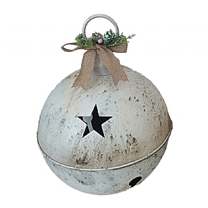 Rustic Metal Bell Hanging Tree Decoration - White (40cm)
