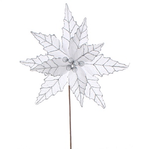 White Velvet Poinsettia Stem (50cm)