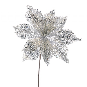 Silver Poinsettia Stem (53cm)