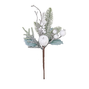 White Frosted Apple Berries Stem (30cm)