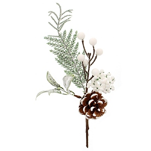 White Berries & Snowy Pinecone Woodland Pick (28cm)