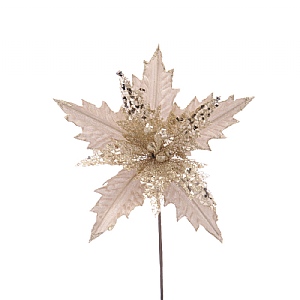 Champagne Gold Poinsettia Stem (55cm)