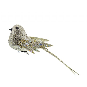Glitter Clip Bird - Champagne Gold (17cm)
